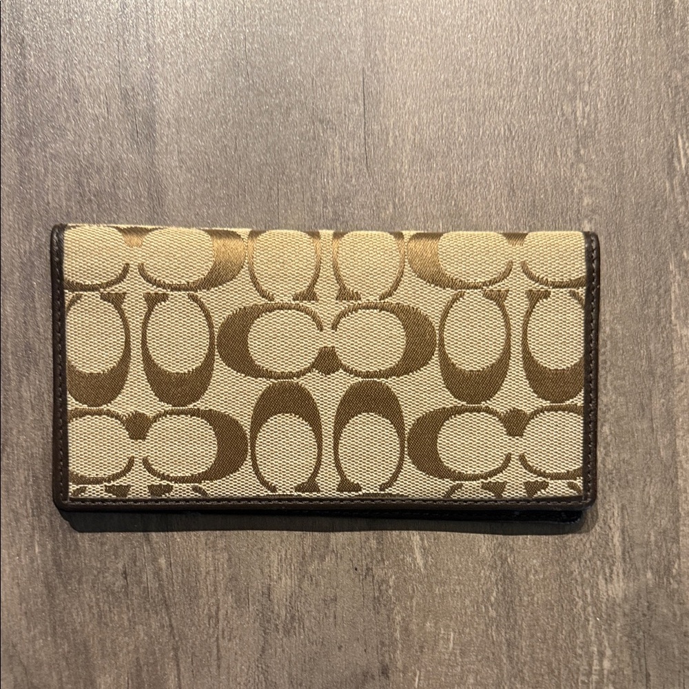 Coach Tan and Brown Signature Wallet